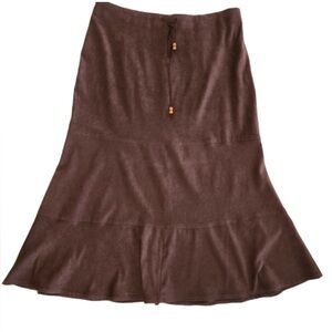 Bohemian Dressbarn USA Coastal Cowgirl Long Chocolate Drawstring Skirt